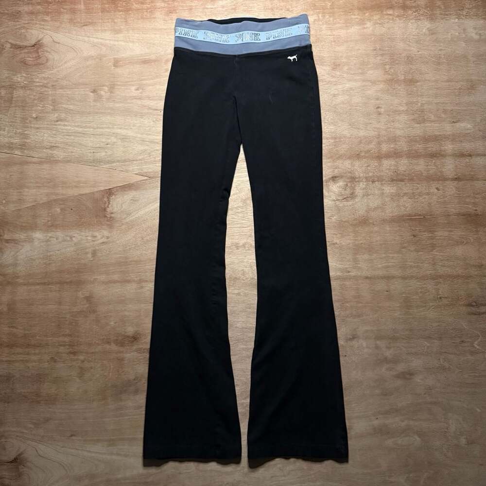 Victoria's Secret PINK Yoga Pants XS Black Foldover Flare Y2K Style